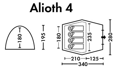 Полуавтоматическая кемпинговая палатка Alioth 4, black-out