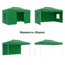 Тент-шатер быстросборный Helex 4336 3x4,5х3м (раскладывается гармошкой) полиэстер, зеленый