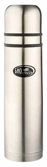 Термос Биосталь с узкой горловиной и пробкой с кнопкой, 2 чашки, 0,75 л